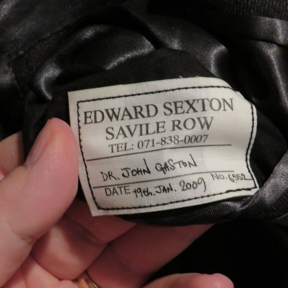 Edward Sexton Savile Row Bespoke Charcoal Gabardine Hideaway Button Overcoat 44R - Picture 11 of 12